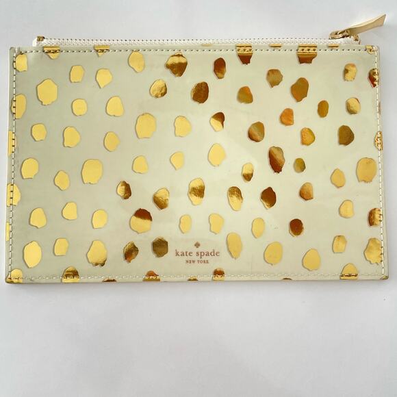 Kate Spade New York Flamingo Dot Gold Pencil Pouch - Picture 8 of 10
